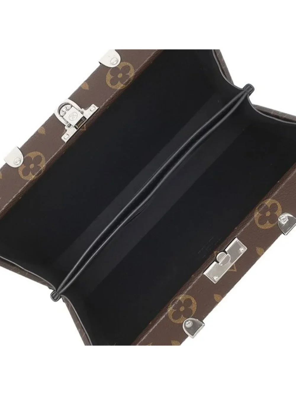 Louis Vuitton Clutch Wallet Trunk Monogram Macassar Silver Brown Black